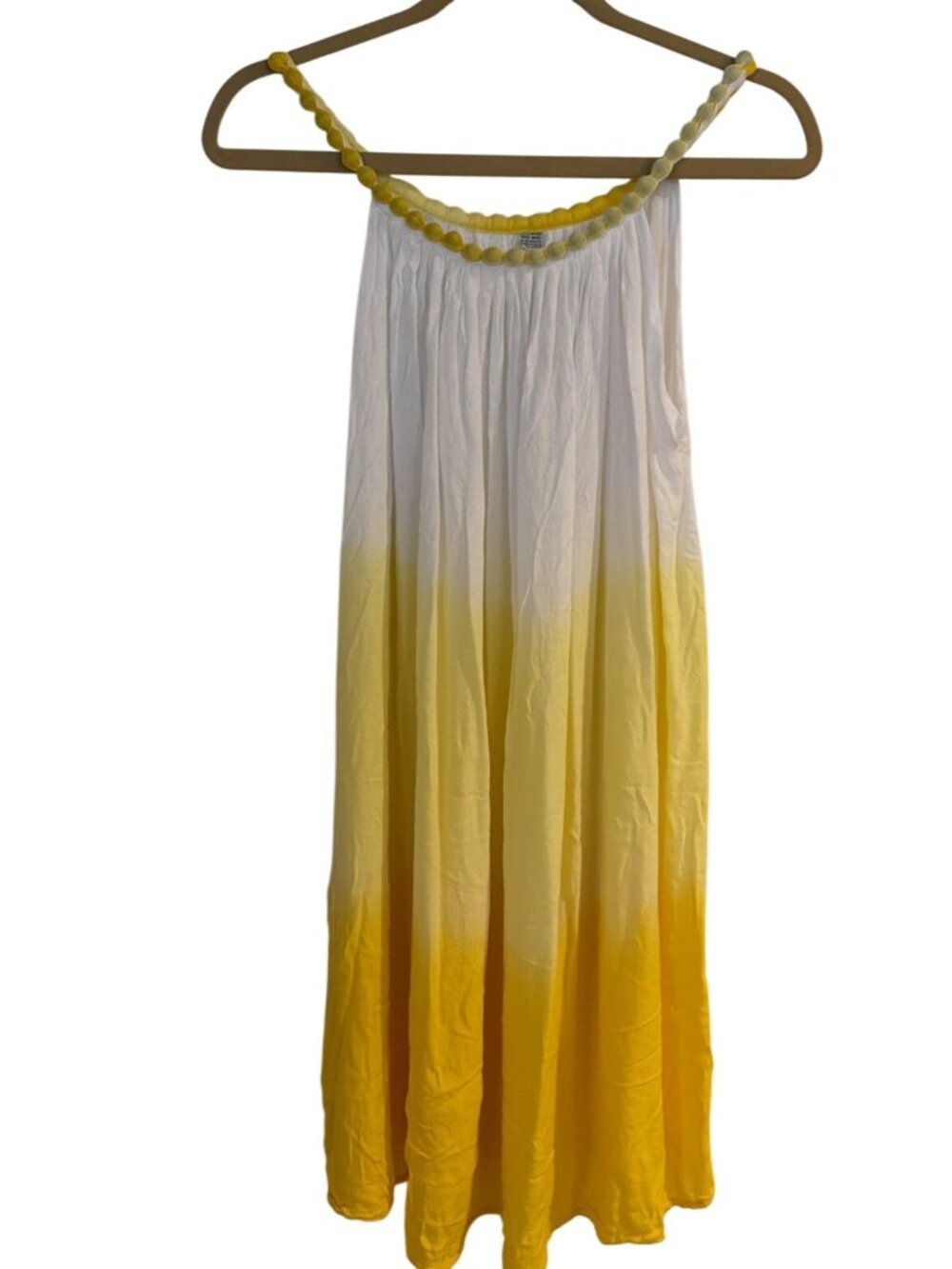 Yellow White Ombré Boho Beachy Flowy Dress Swimsuit Coverup OS Rayon
